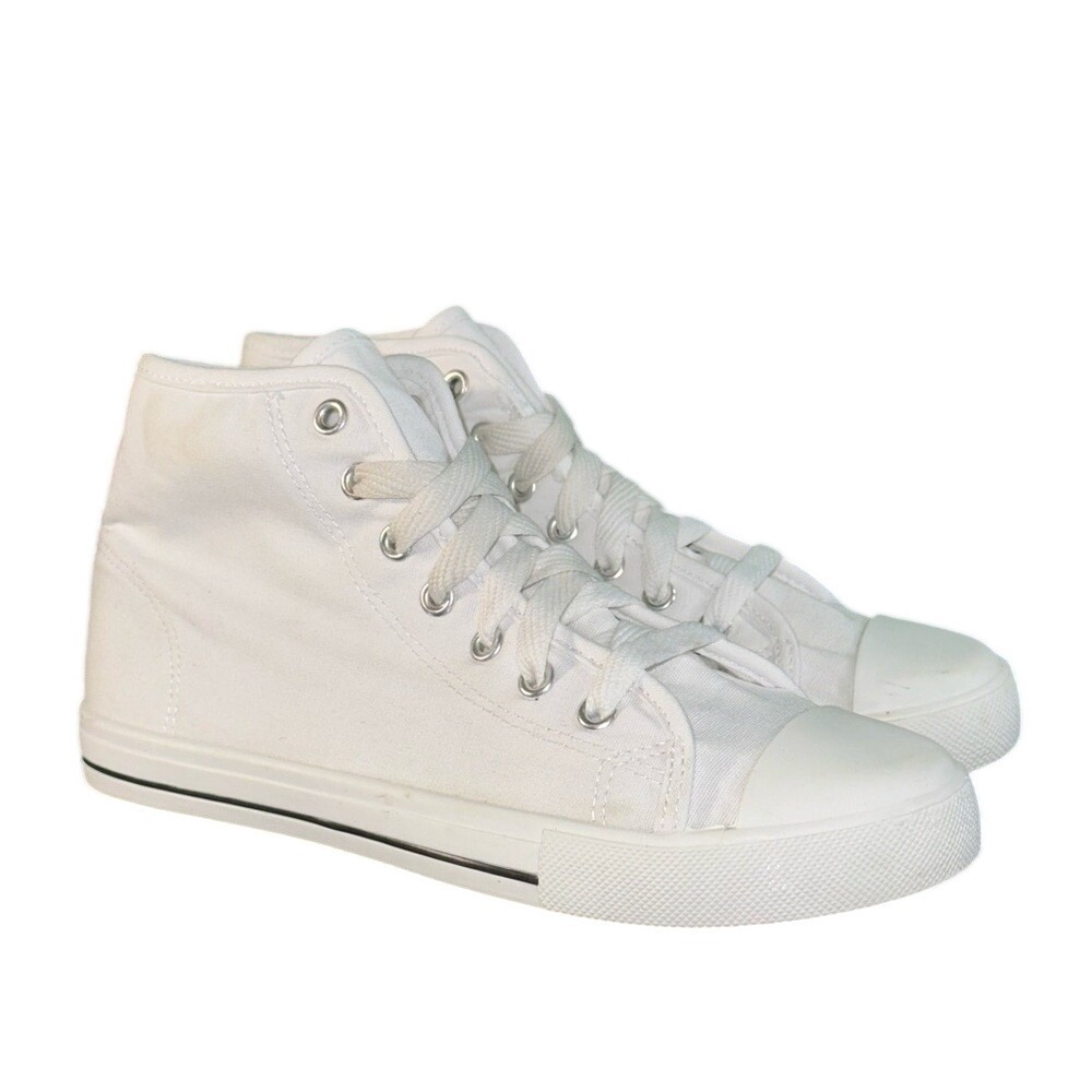 Josiny‎ White Canvas High Top Sneakers Womens Size 8 Lace Up Casual Shoes